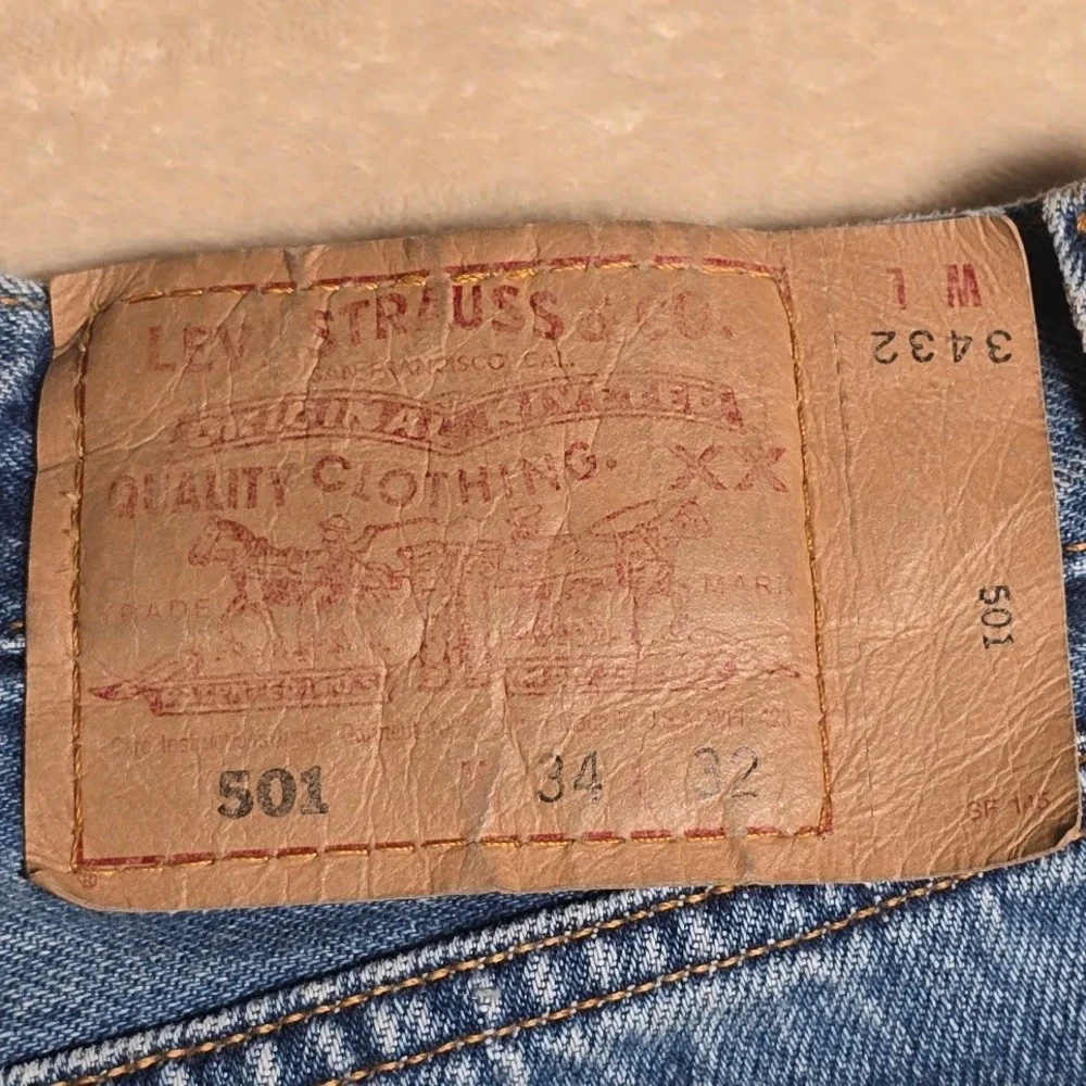 Vintage Levis 501 Mens Jeans 33x31 Medium Wash Button Fly Made in USA Denim 1092